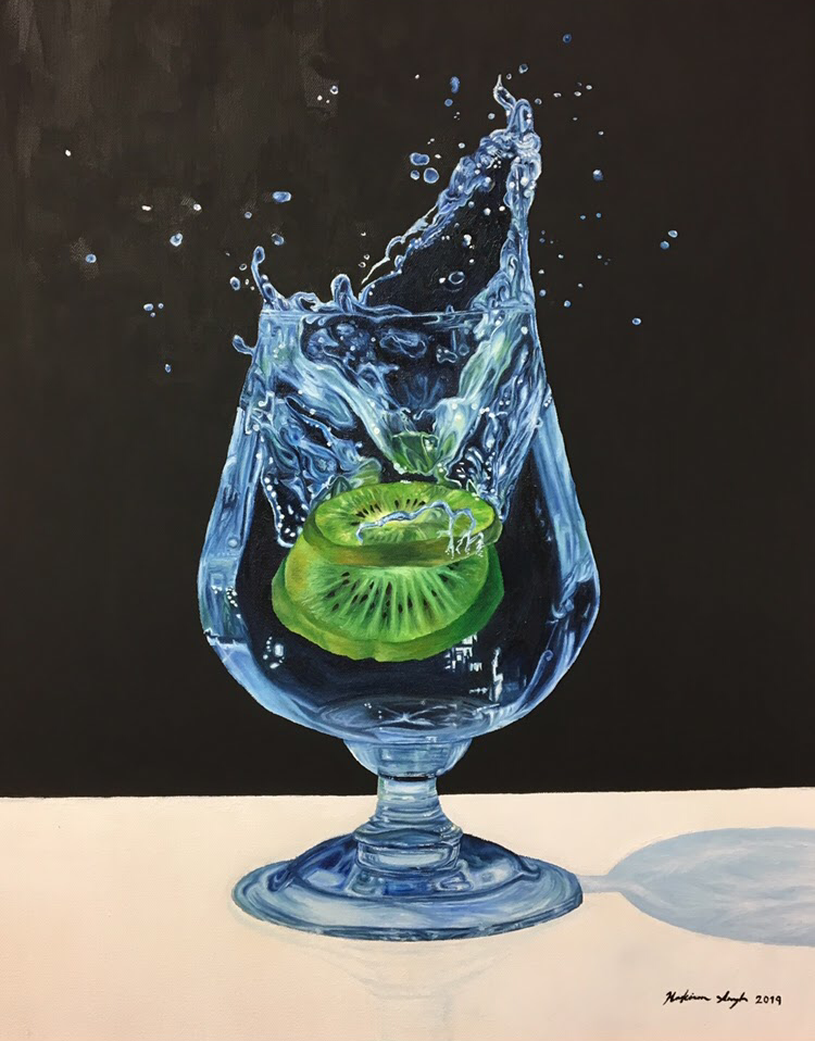 Kiwi in Water Oil Painting